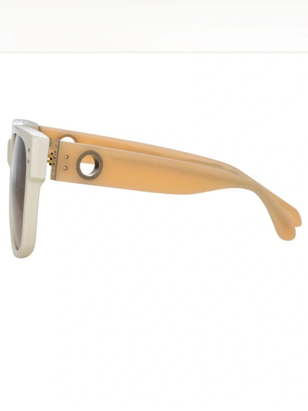 Linda Farrow Perry D Frame Sunglasses White Acetate Oversized MSRP $540