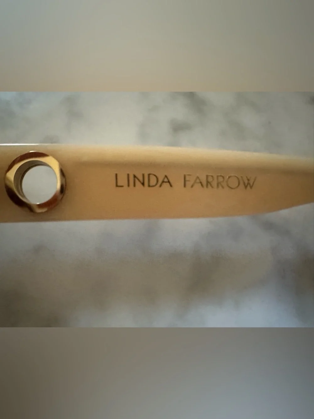 Linda Farrow Perry D Frame Sunglasses White Acetate Oversized MSRP $540