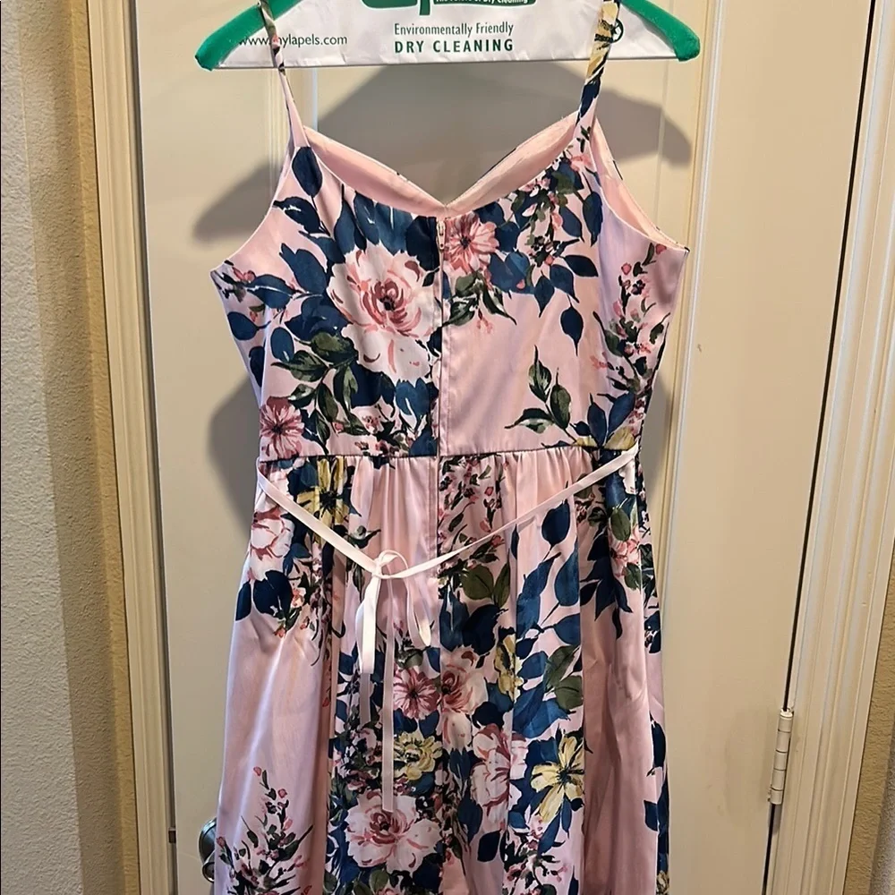 Pink and Blue Sleeveless Sundress with Spaghetti Straps