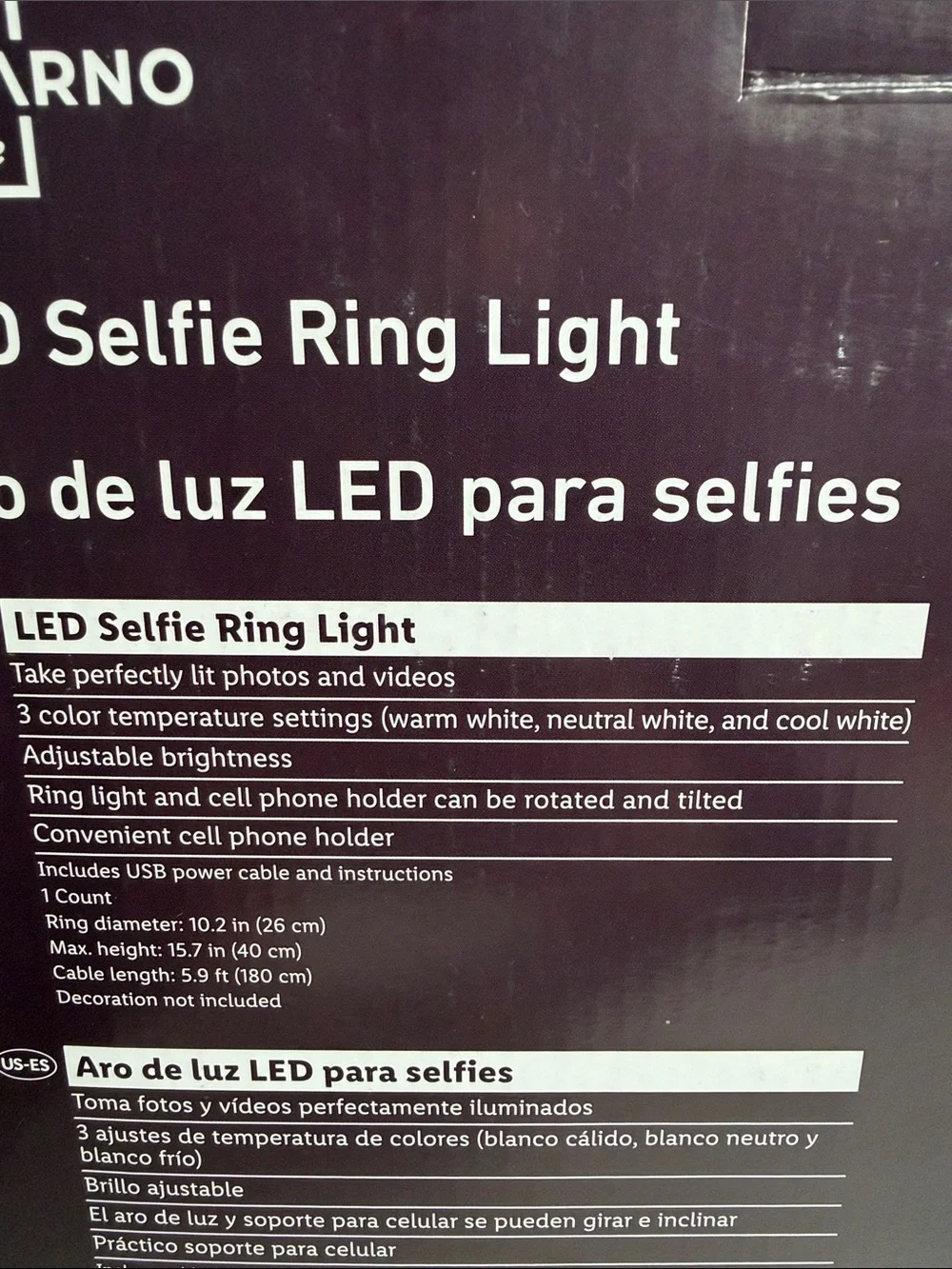 Livarno Home LED Selfie Ring Light with Tripod – 10.2”. New in Box!