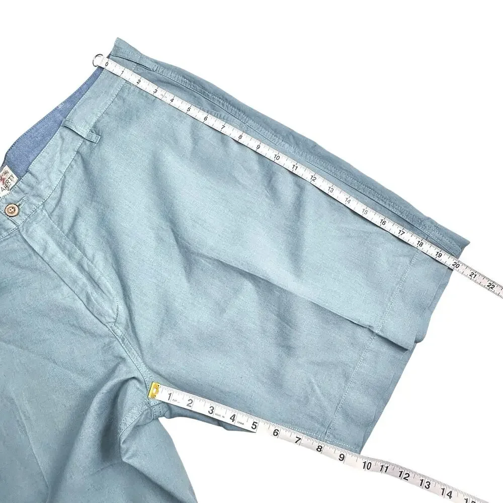 Faherty | Men | Malibu Teal Linen Cotton Blend Flat Front Chino Shorts | Size 40