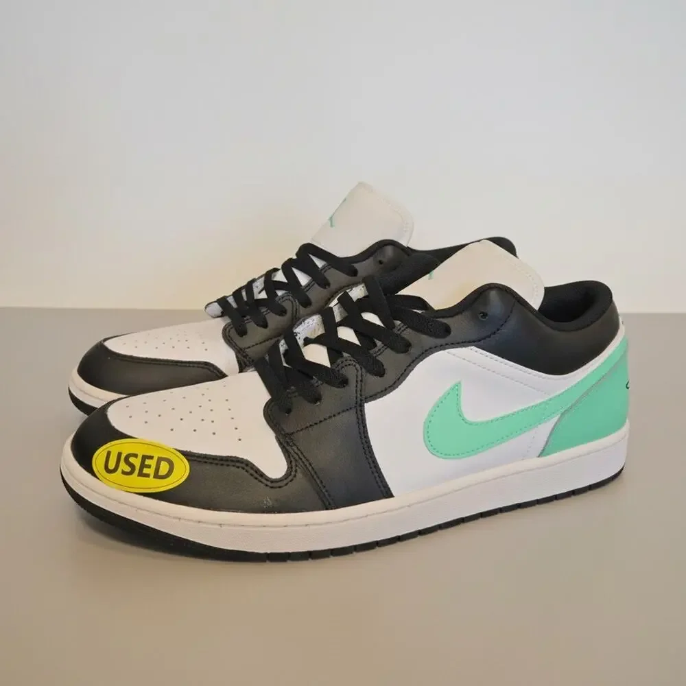 Nike Air Jordan 1 Low Green Glow 553558-131 Men's Shoes Size 14