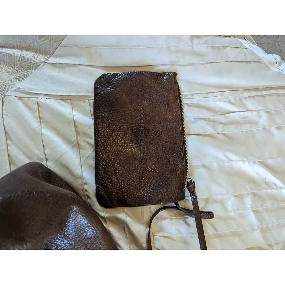 SA santamaro le marche leather bucket bag and attached wallet euc