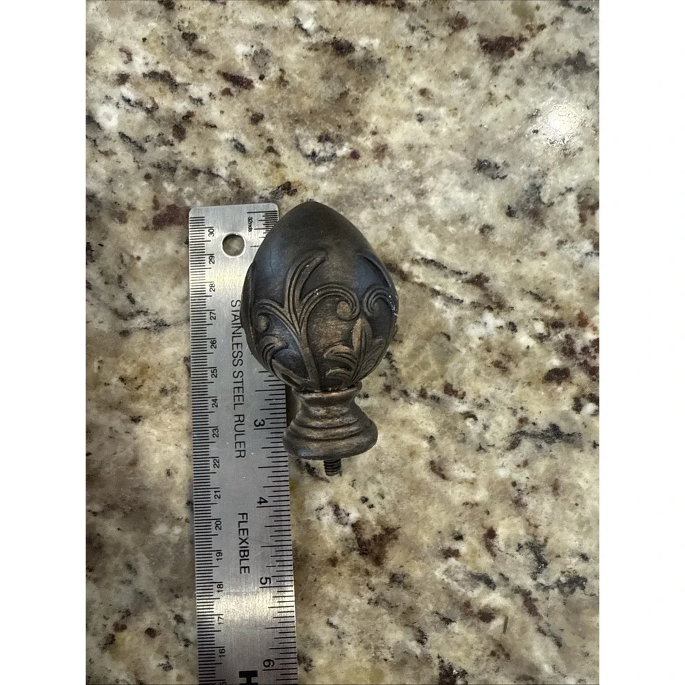 Set Of 4 Curtain‎ ROD FINIALS, BRONZE FINISH THREAD GOOD CONDITION Cabinet Knobs