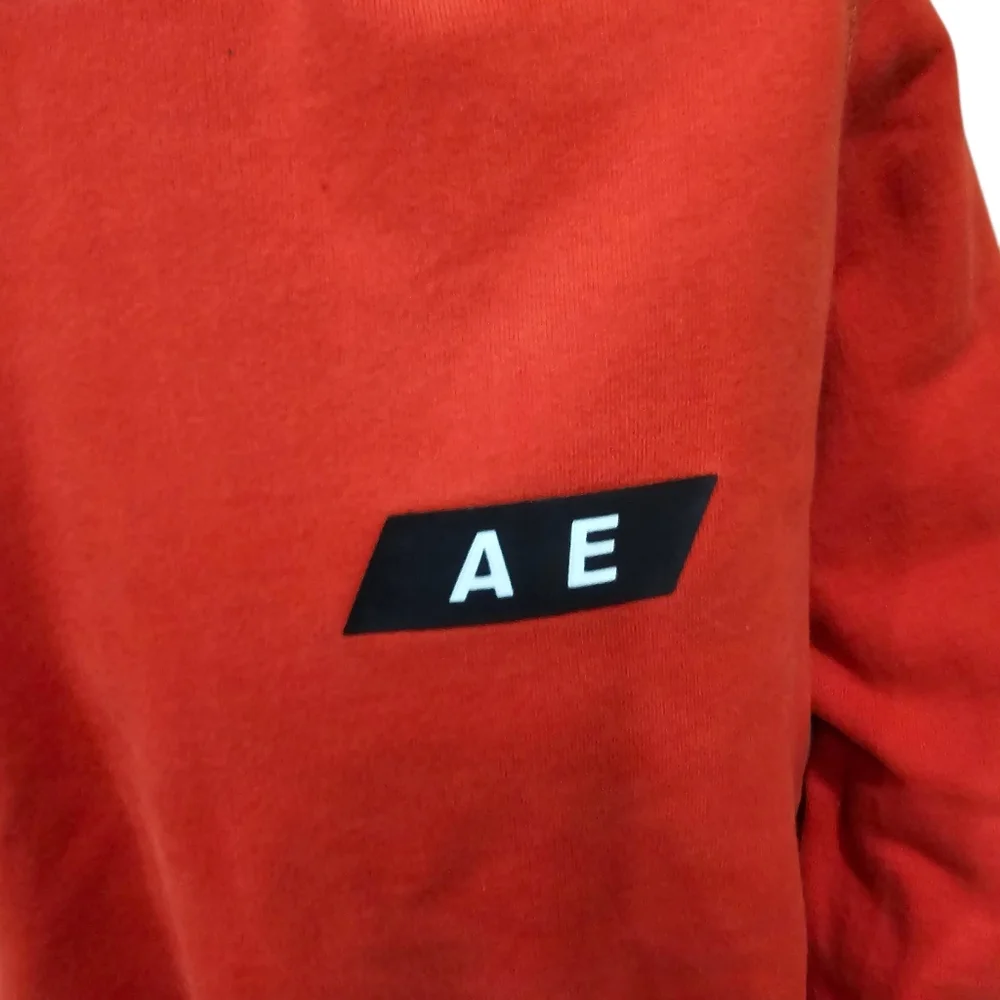 American Eagle Red Hoodie Men’s L | AE Logo Pullover | Graphic Sleeve‎