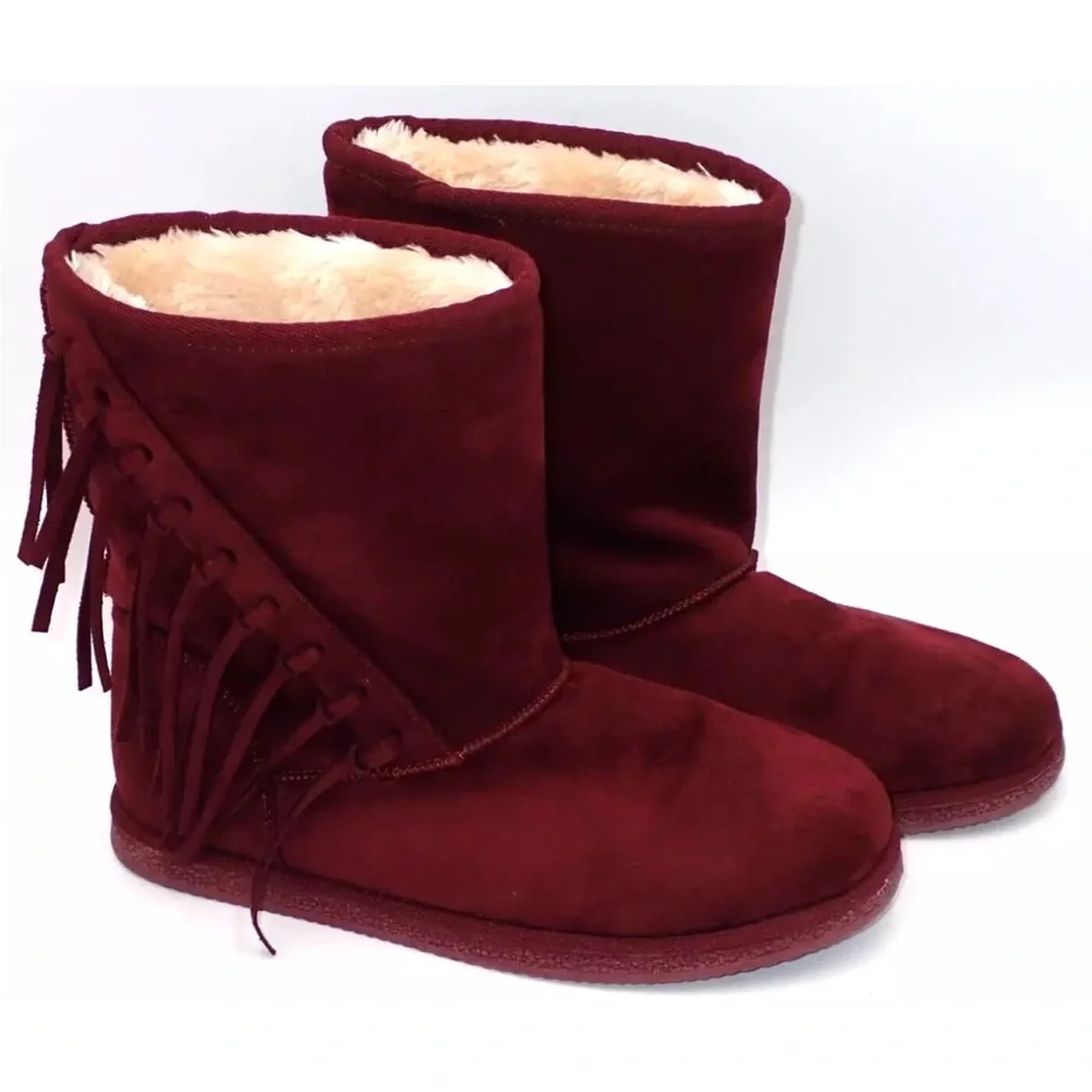 Nordstrom Rack Boots Youth Size 4M Women’s Sz 6 Faux Fur Lined Tassels Big Girls