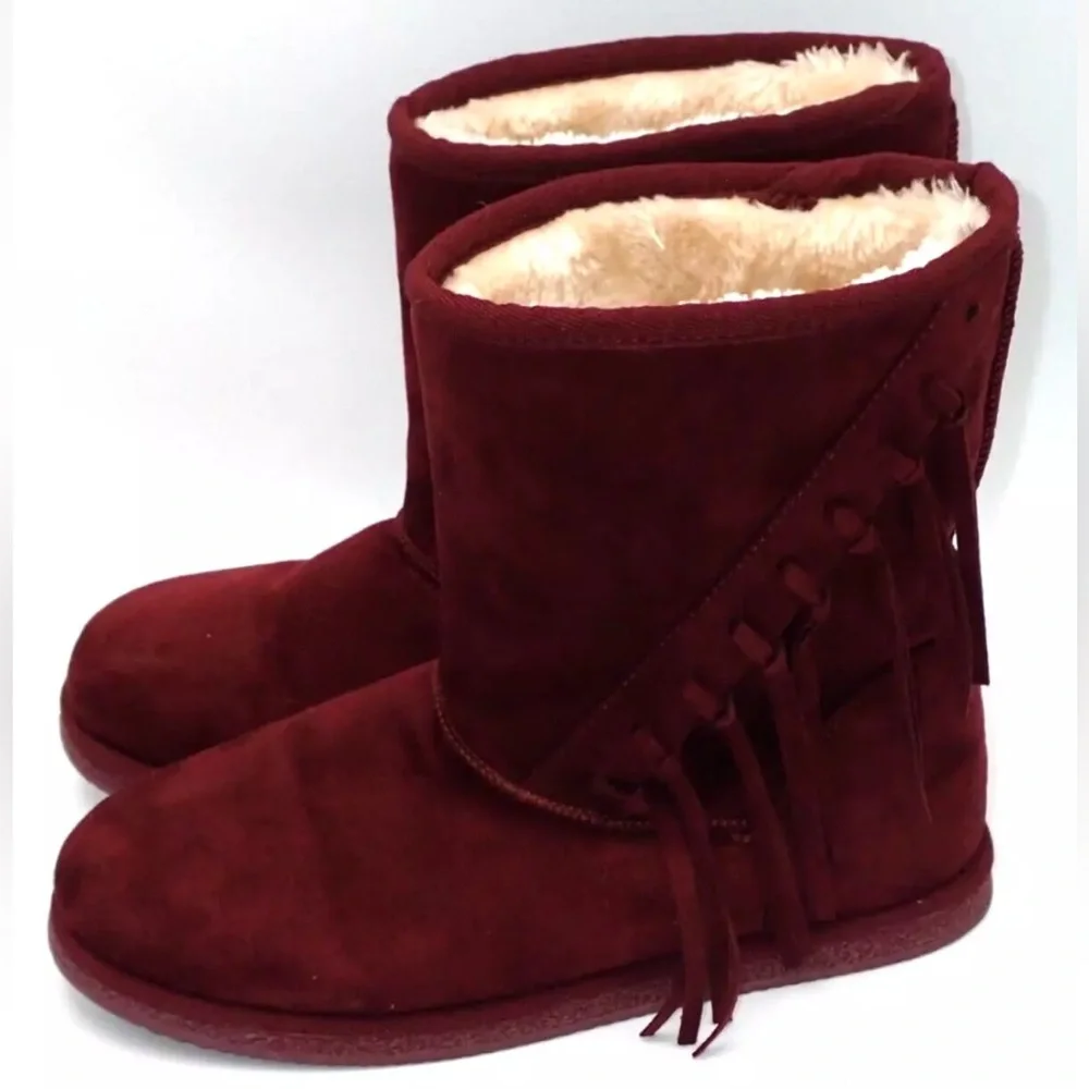 Nordstrom Rack Boots Youth Size 4M Women’s Sz 6 Faux Fur Lined Tassels Big Girls