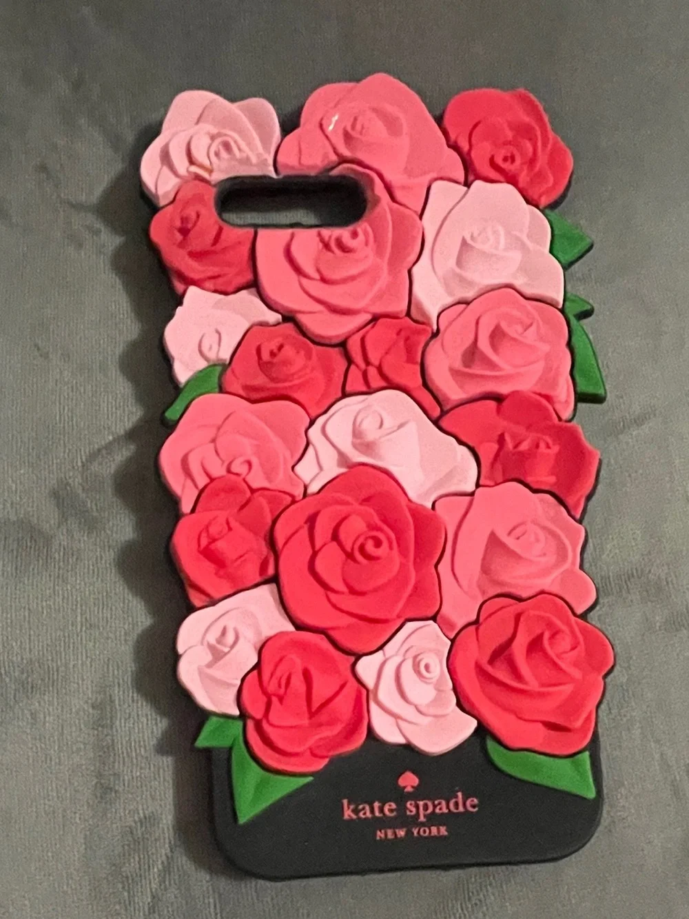kate spade Pink, Light Pink & Red 3D Rose Silicone for IPhone 7 Plus & 8 plus