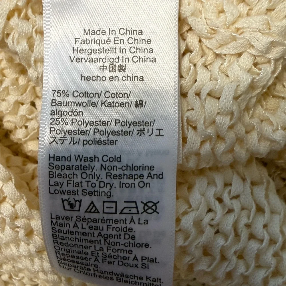 J. Crew Long Conco Pullover Natural Loose Knit Cotton Blend Sweater NWT XS