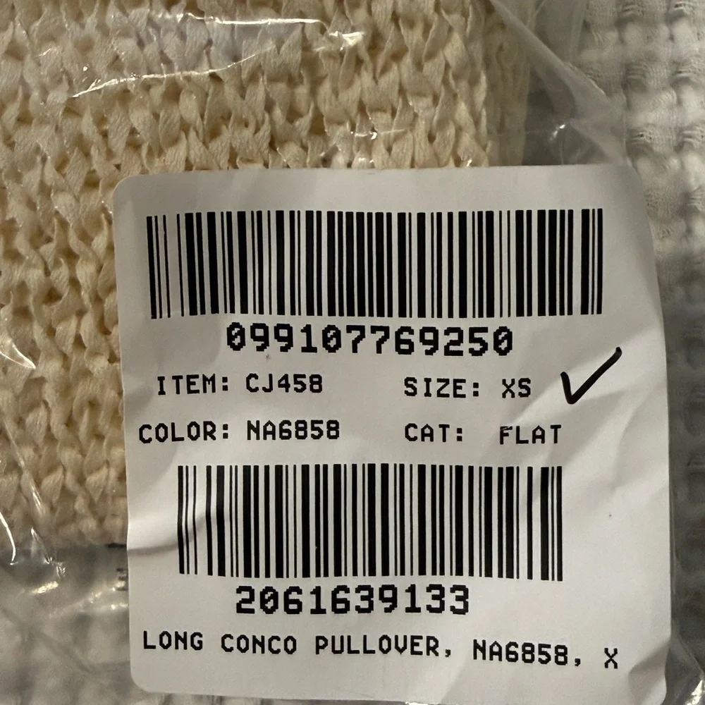 J. Crew Long Conco Pullover Natural Loose Knit Cotton Blend Sweater NWT XS