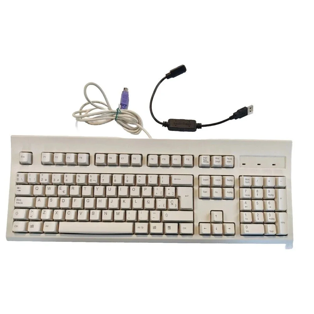 VTG Keytronic Model E05366SPPS2-C Wired PS/2 Spanish Keyboard USB Adapter WORKS