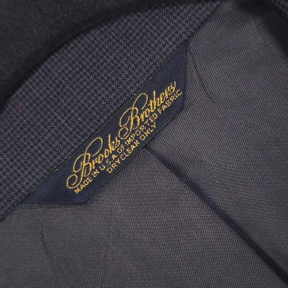 BROOKS BROTHERS 100% Wool‎ Blazer Sport Coat Navy Check Men’s 42R USA MADE ACTWU