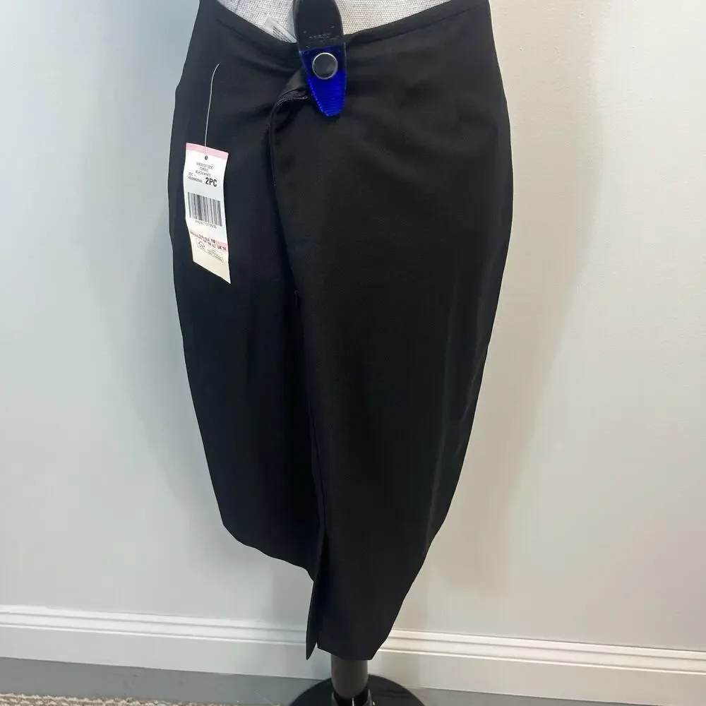 Le Suit Torino Black Pencil Skirt Sz 10 Straight Knee Length Professional Wear