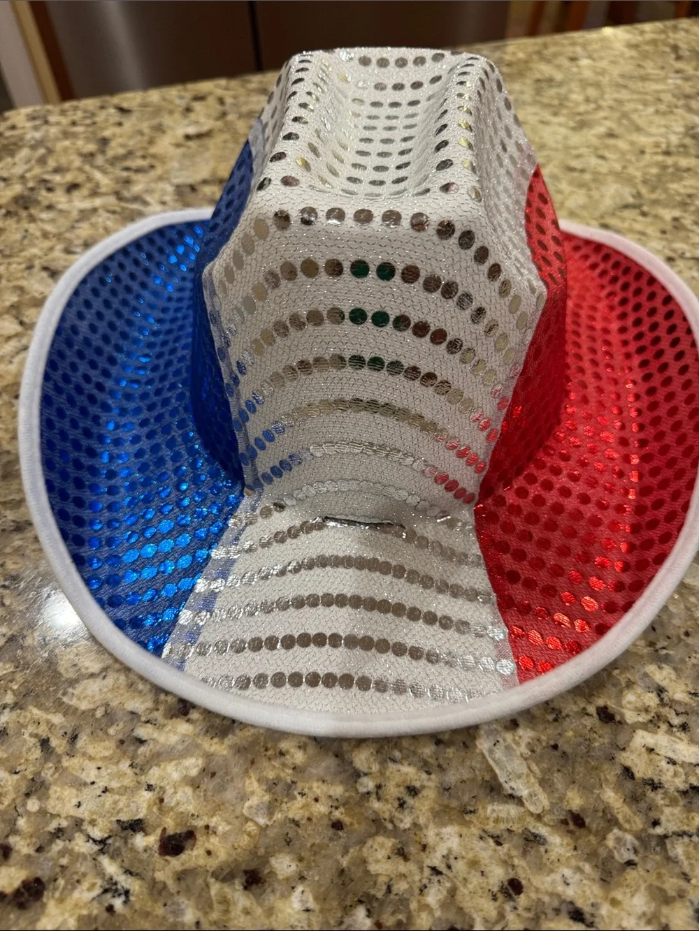 Festive Sequin Cowboy Hat - Red, White & Blue