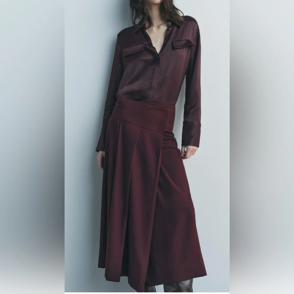 LAST CHANCE ZARA BOX PLEAT MIDI SKIRT ZW COLLECTION