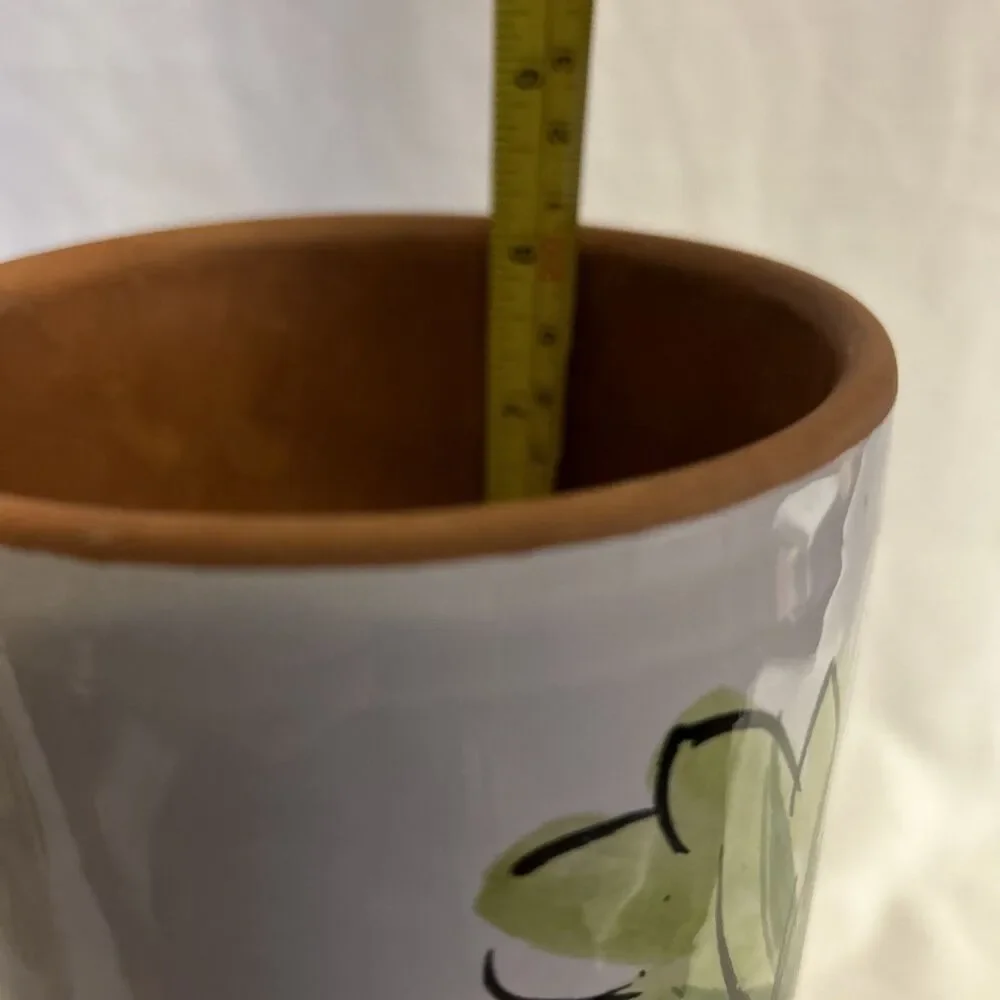 Pier 1 Terra Cotta Clay Wine Cooler Utensil Crock Handpainted Grapes from Italy