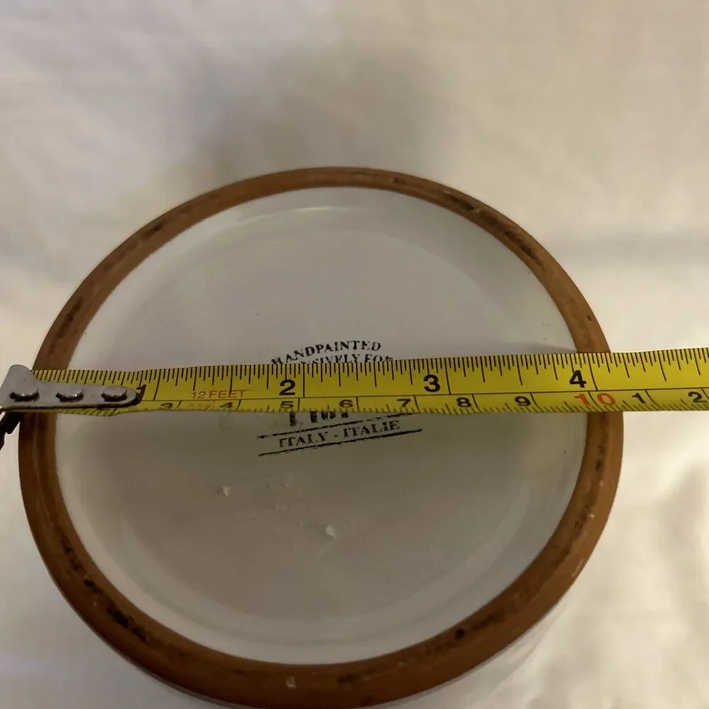 Pier 1 Terra Cotta Clay Wine Cooler Utensil Crock Handpainted Grapes from Italy
