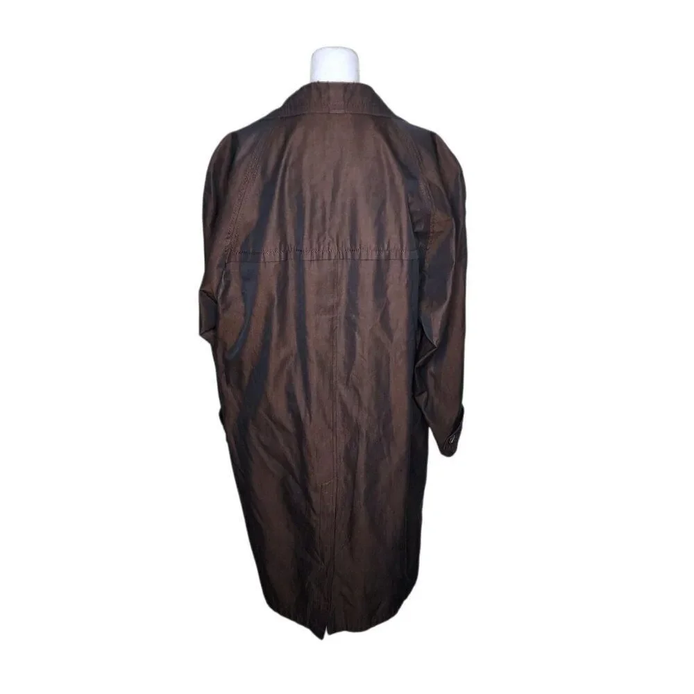 Vintage 80s Arvidssons Overcoat Trench Coat Mens XL Brown Flannel Lined