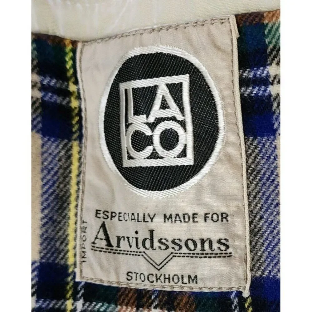 Vintage 80s Arvidssons Overcoat Trench Coat Mens XL Brown Flannel Lined