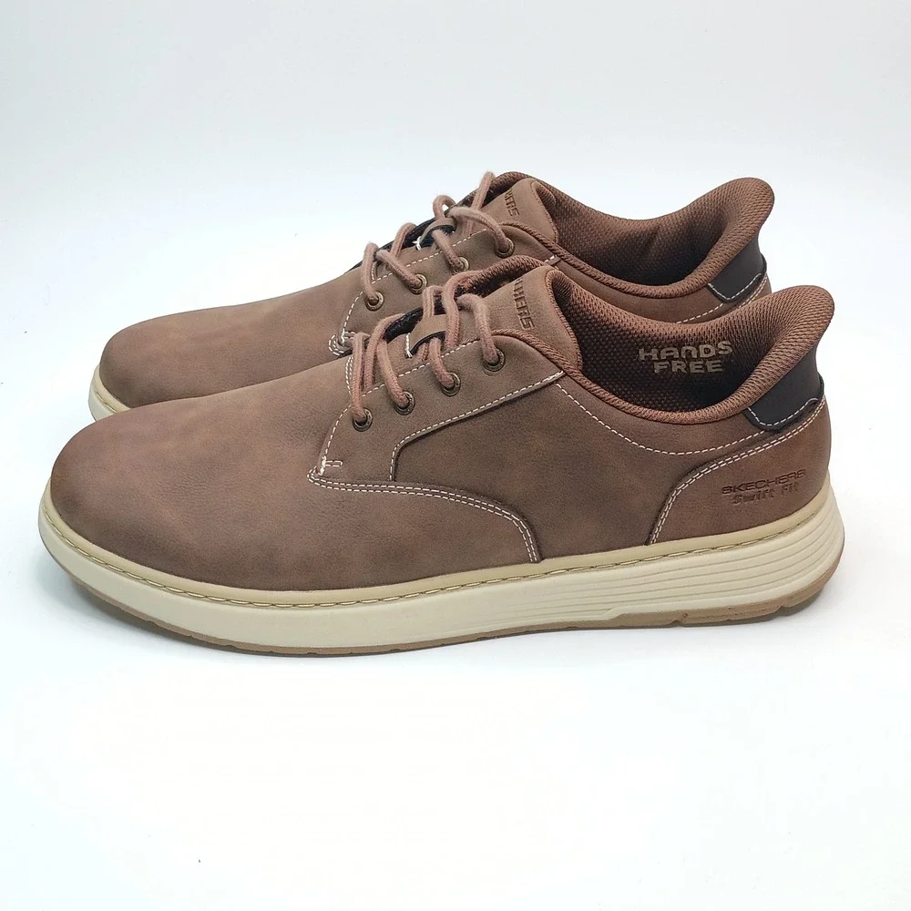 Skechers Swift Fit Hands Free Slip-ins Men Size 12 Brown Synthetic Leather