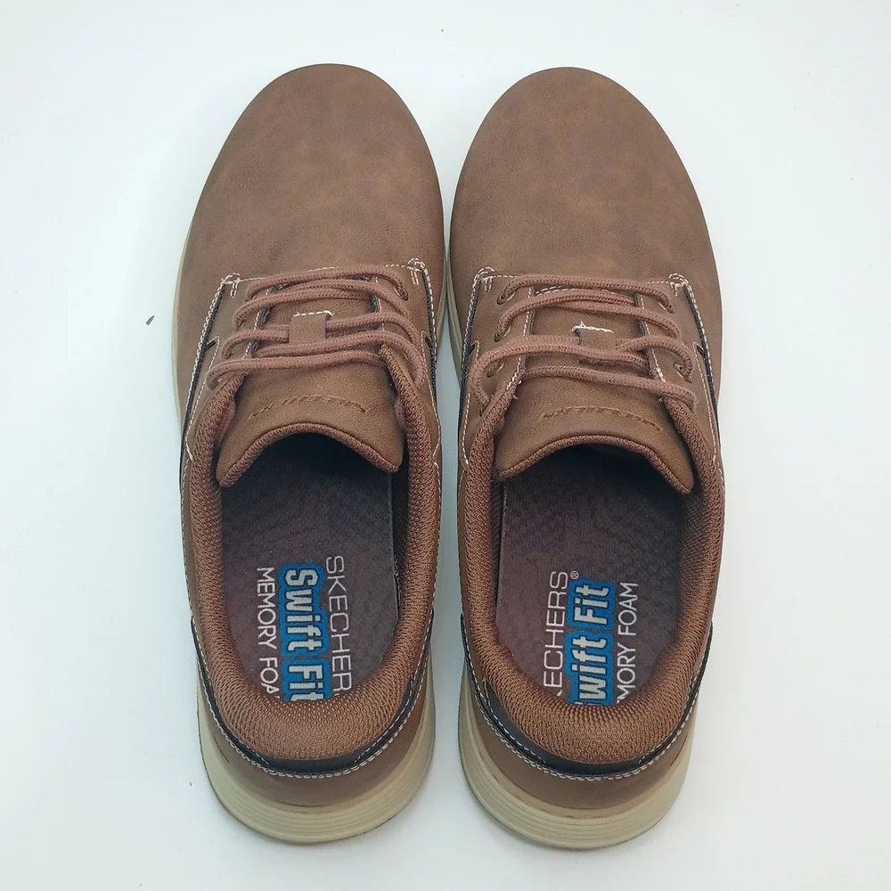 Skechers Swift Fit Hands Free Slip-ins Men Size 12 Brown Synthetic Leather