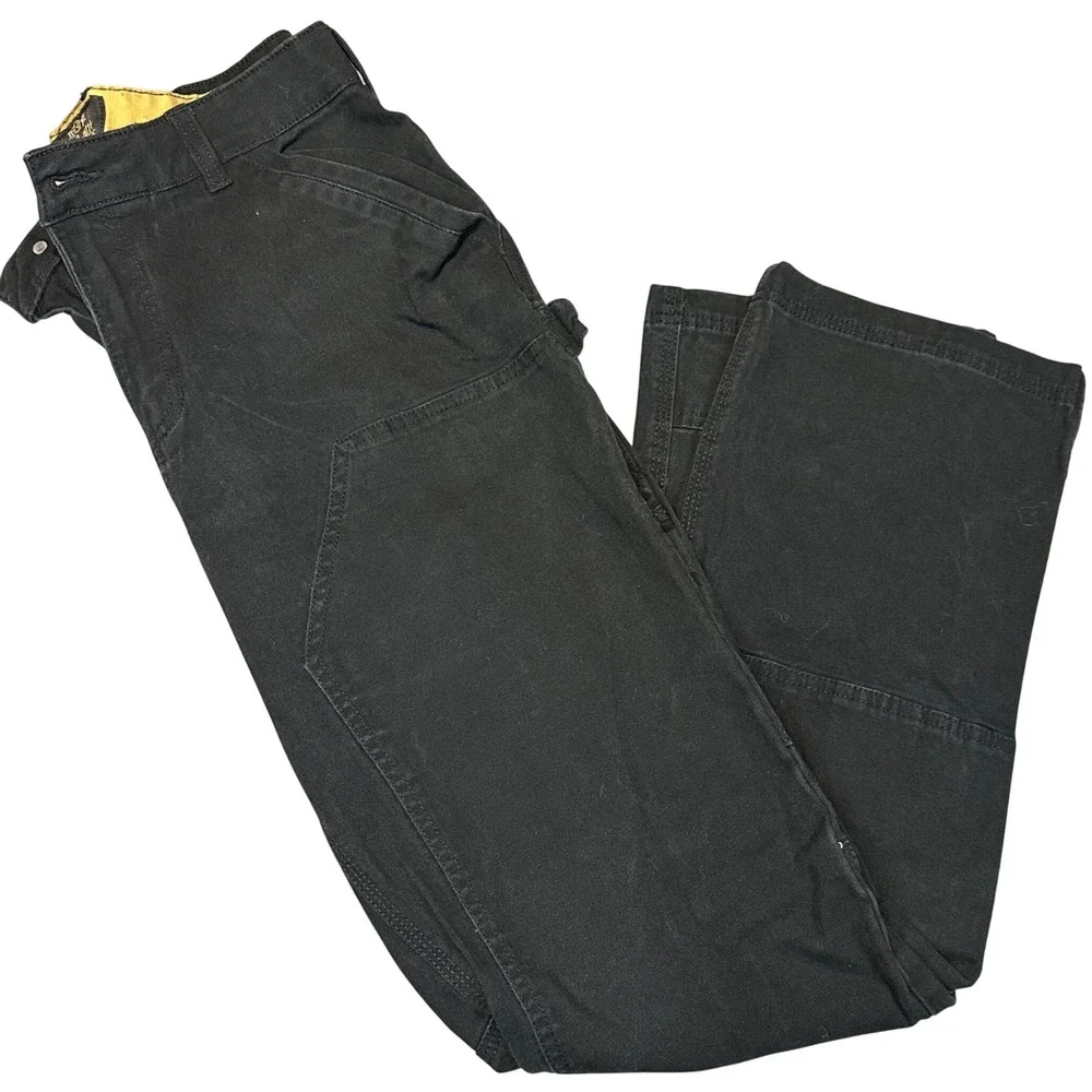 Noble Outfitters Womens Black Canvas Double Front Utility Work Pants Size 12