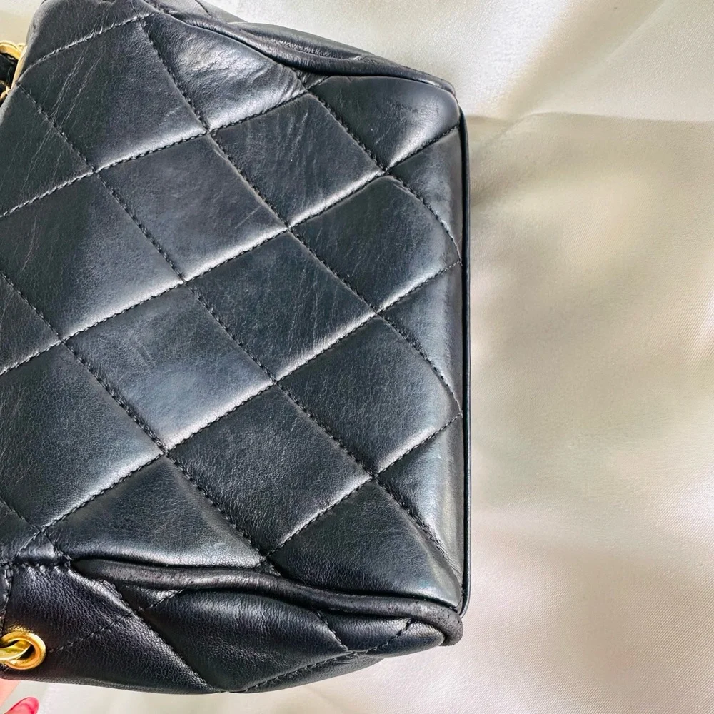 Chanel 1994 Mini Black Quilted Crossbody with Gold Chain