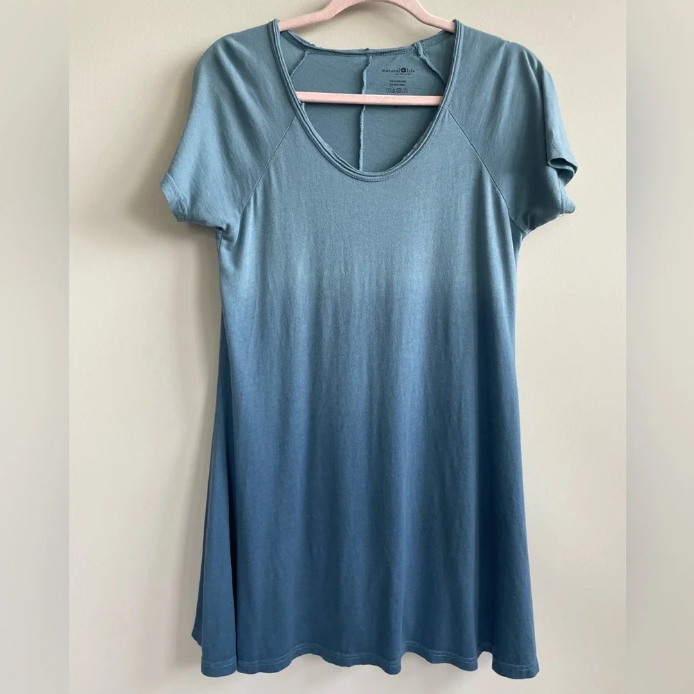 NATURAL LIFE Blue Solid Ombre Mini Dress