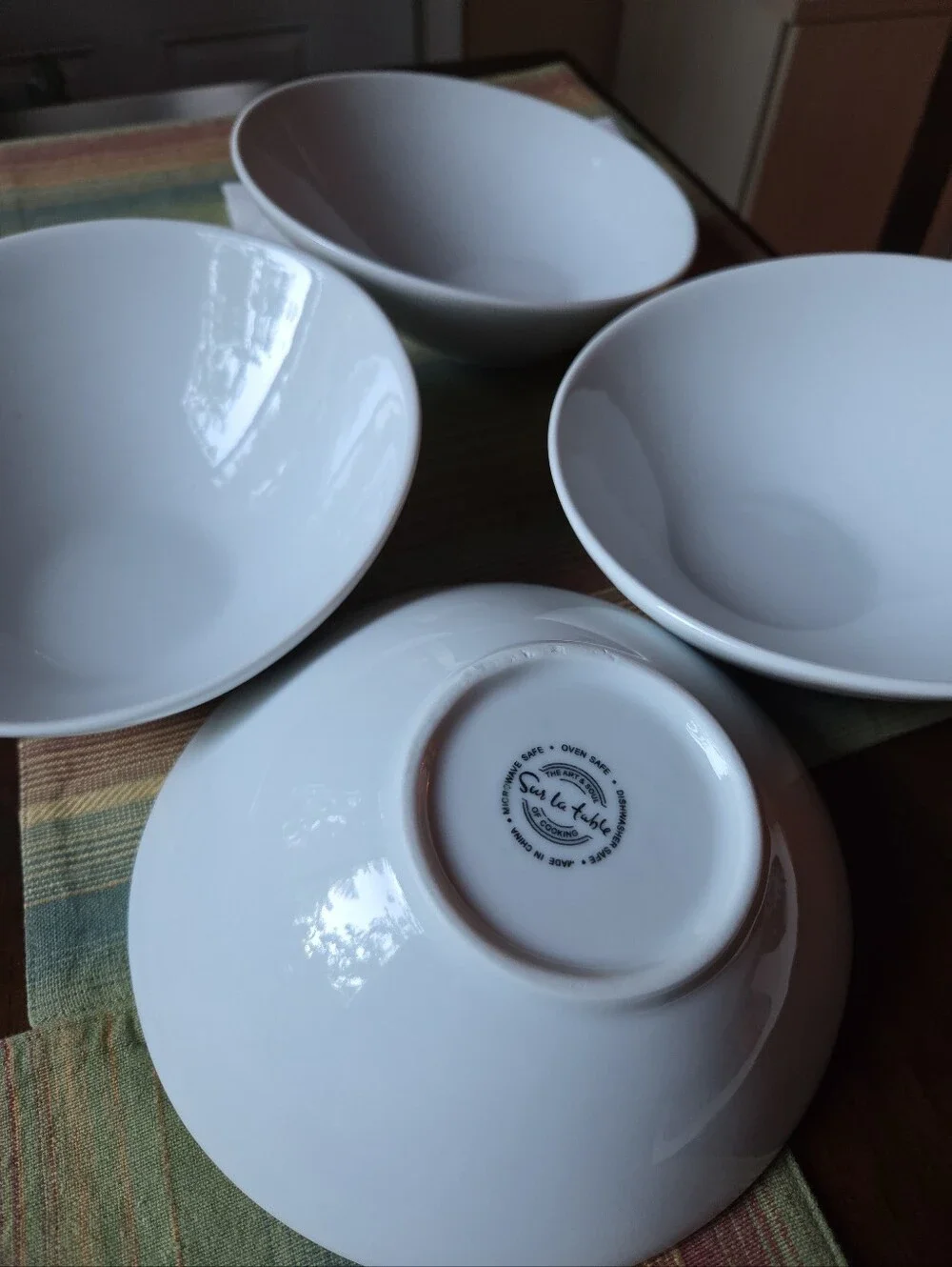 Sur La Table White Slanted Ceramic Serving Bowls -Set of 4 Artful Classic Joyful
