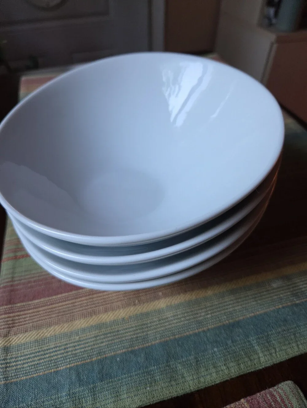 Sur La Table White Slanted Ceramic Serving Bowls -Set of 4 Artful Classic Joyful