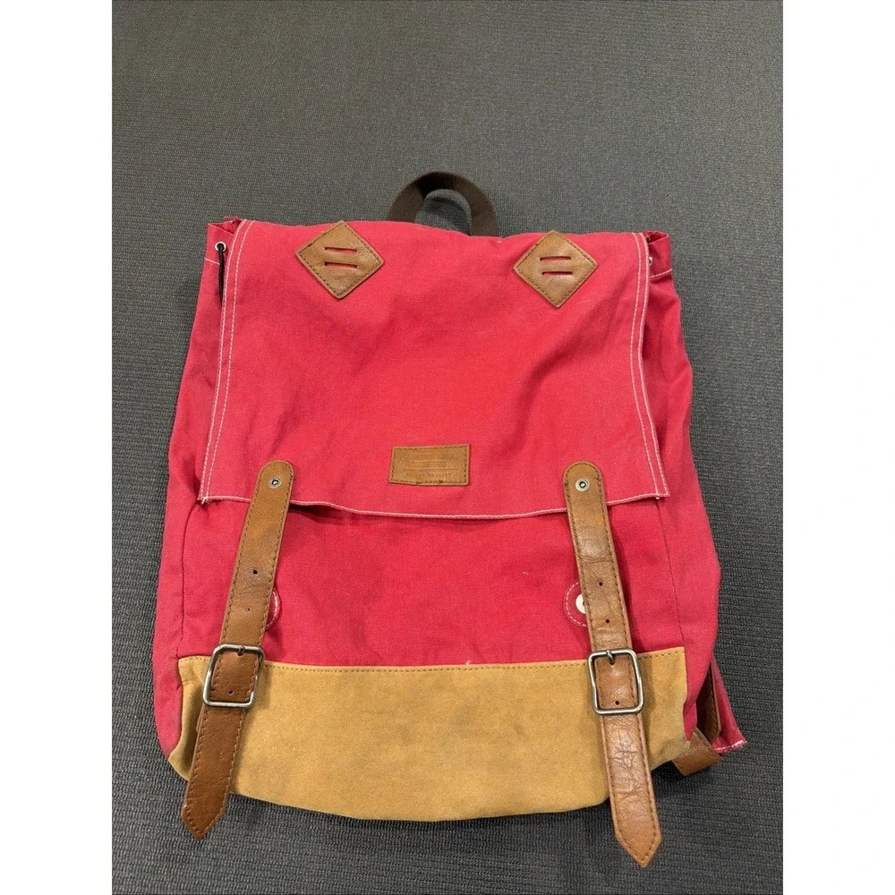 American Eagle Outfitters Canvas Backpack Draw String Faux Leather Trim