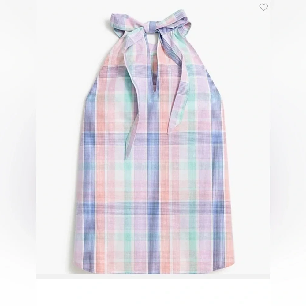J. Crew plaid bow back halter top sz xs