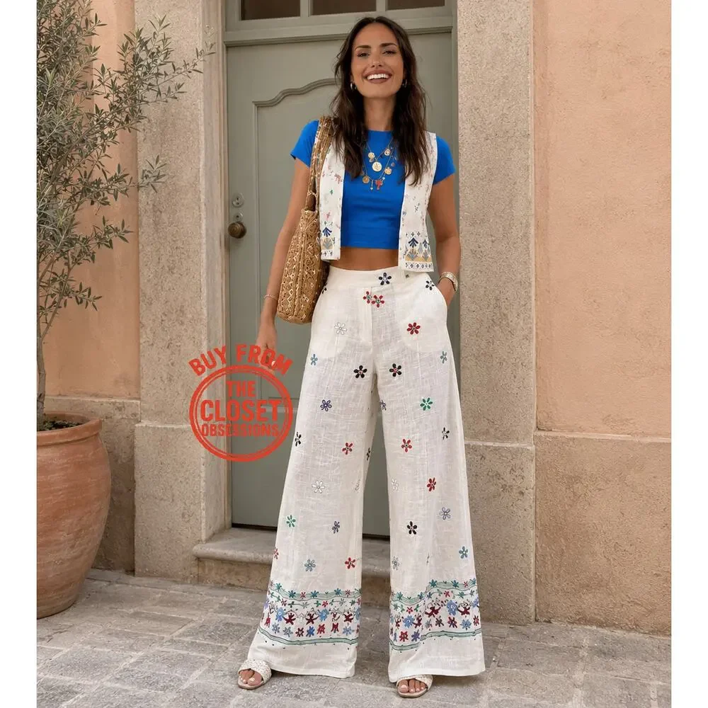 ZARA Co-Ord Set Sleeveless Vest Wide Leg Pants NWT Rare