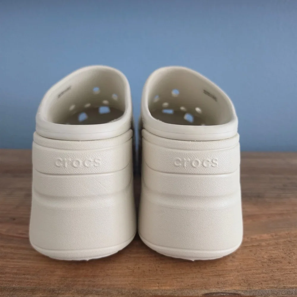 Crocs Mens Siren Clog Bone White Chunky Platform Block Heel Mule Size 9
