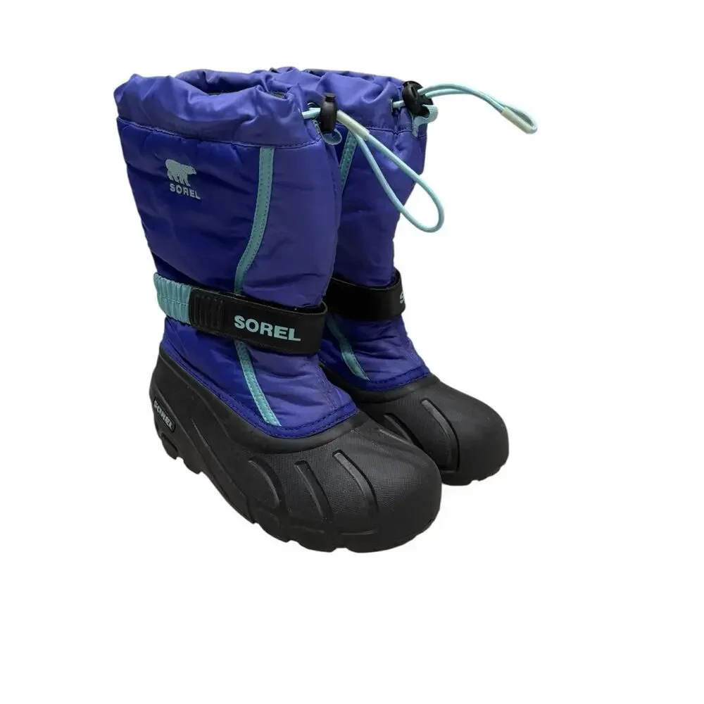 Sorel Flurry Blue/Purple Unisex Winter Waterproof Lined Snow Boots Big Kid 3