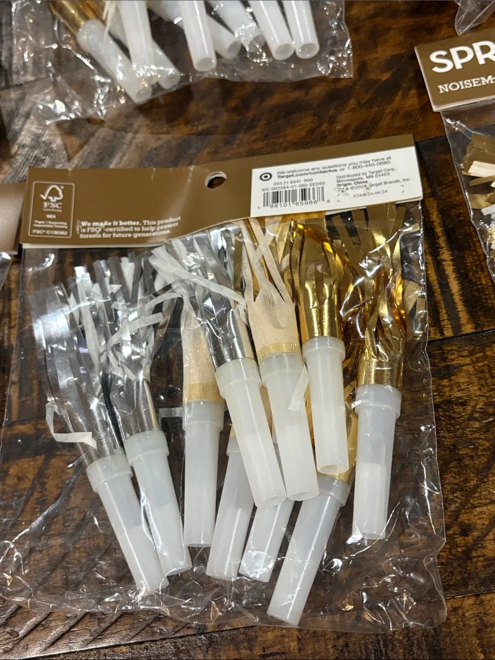 100 Spritz Gold and White Party Noisemakers - Festive Pack