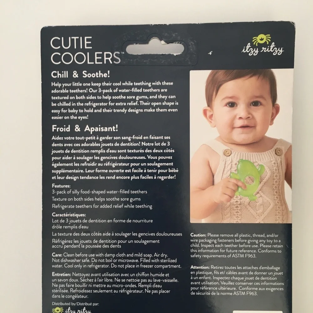 Itzy Ritzy Cutie Coolers Water filled Teether Set of 3 Soothes Gums NEW