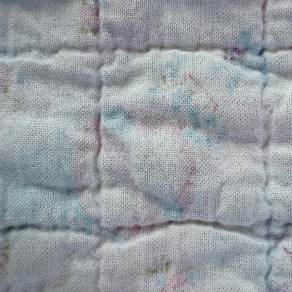 Vintage sheer Quilted Baby Blanket Pastel Floral Hot Air Balloon Ruffle 52x41