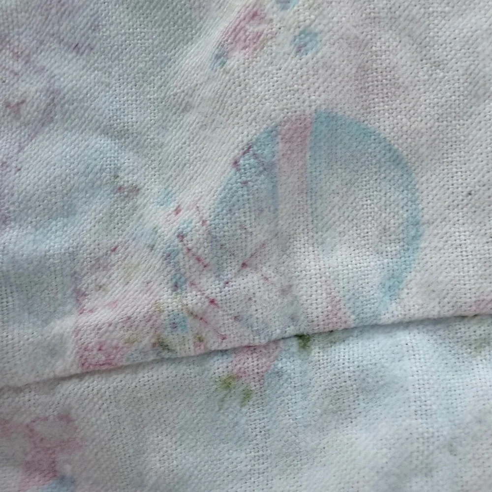 Vintage sheer Quilted Baby Blanket Pastel Floral Hot Air Balloon Ruffle 52x41