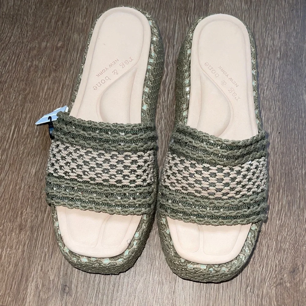 RAG & BONE LOGAN SLIDE 41 New Warm Khaki & Green Net