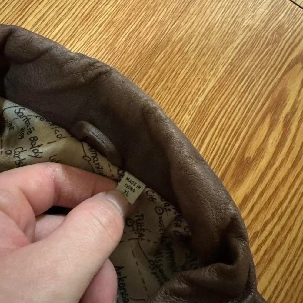 Preston & York Men's Jacket Pig Skin Leather‎ Flight Brown Full Zip Size XL