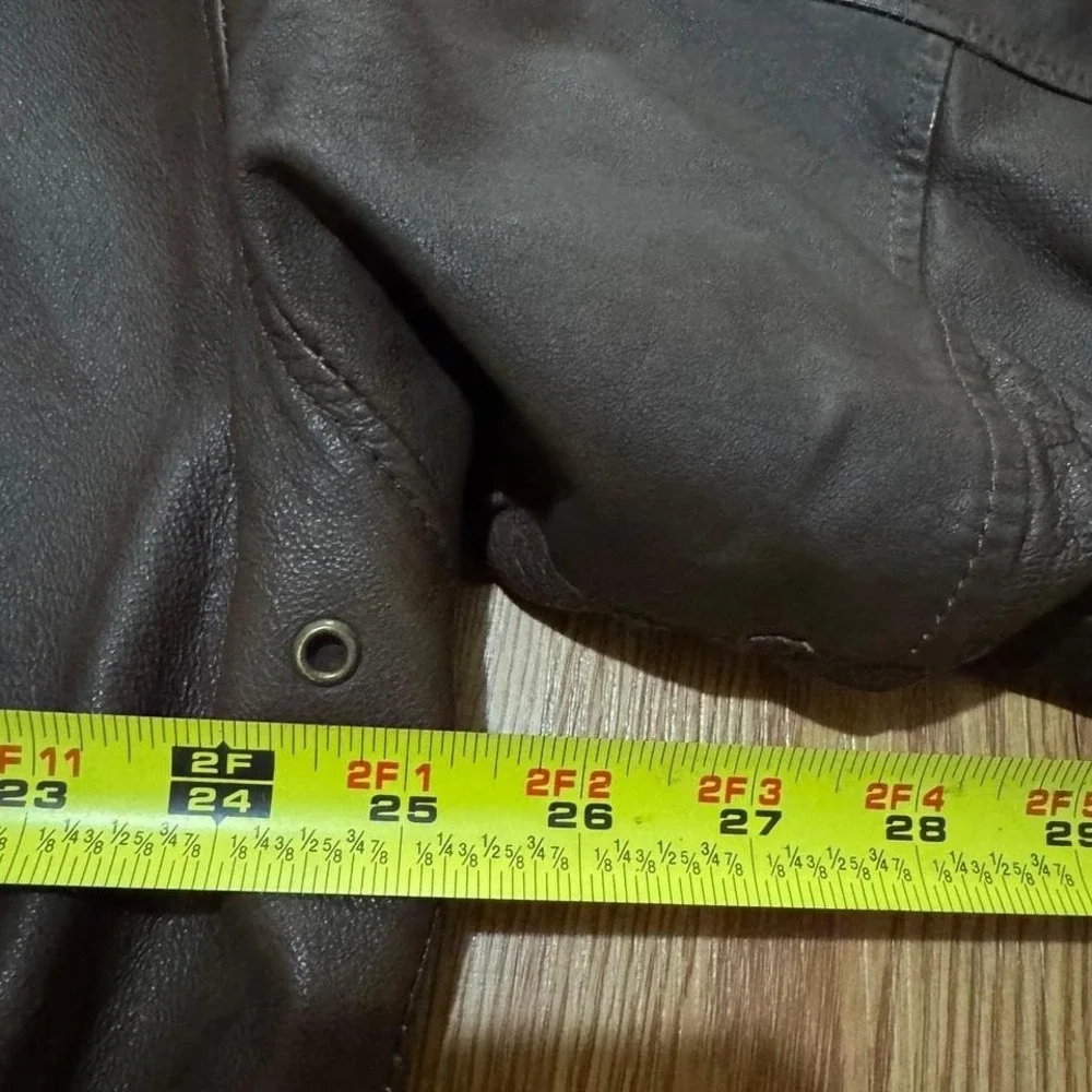 Preston & York Men's Jacket Pig Skin Leather‎ Flight Brown Full Zip Size XL