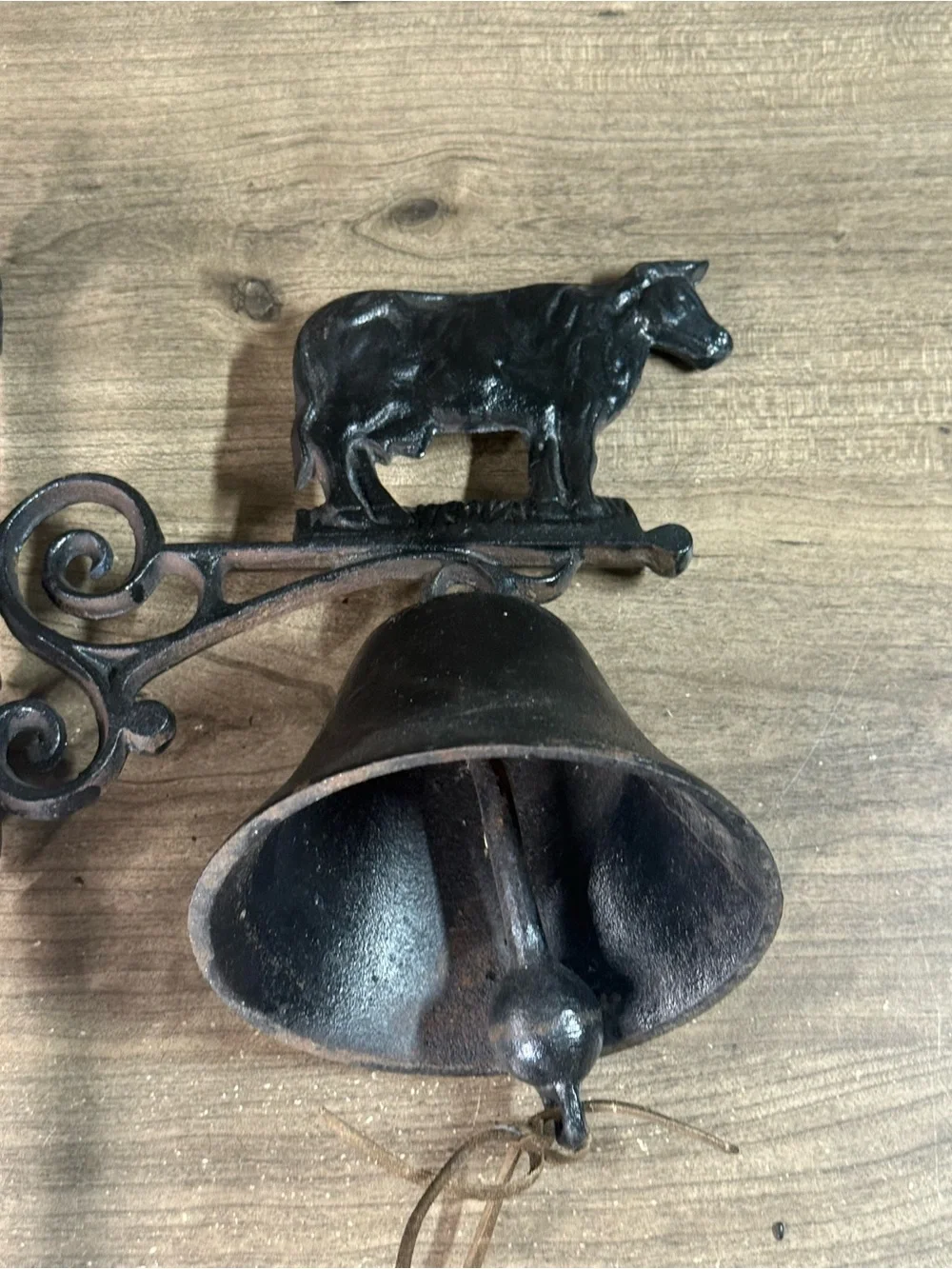 Cast Iron Outdoor Black Cowbell Dinner Bell