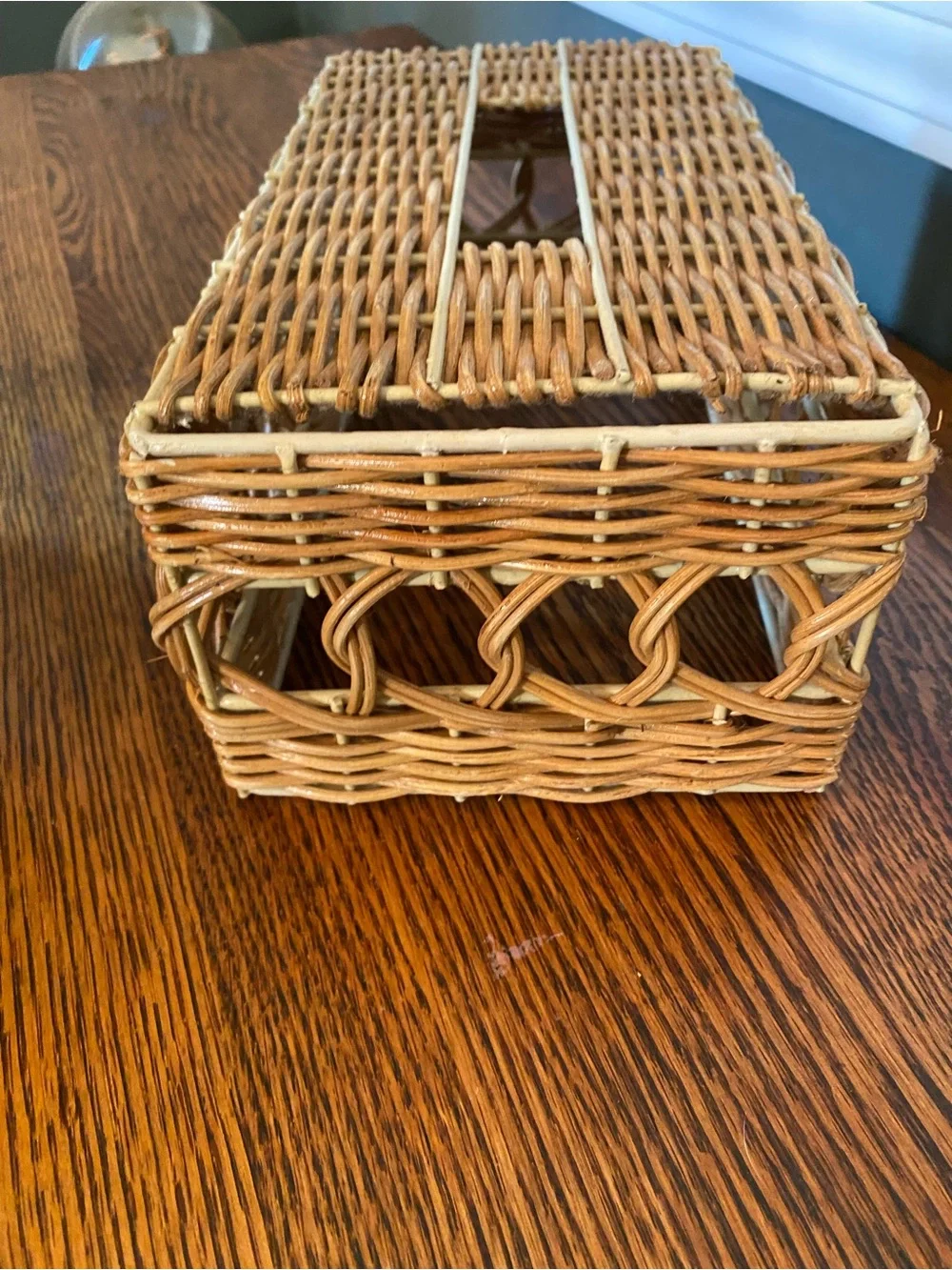 Vintage Boho Wicker Rattan Tissue Box Cover