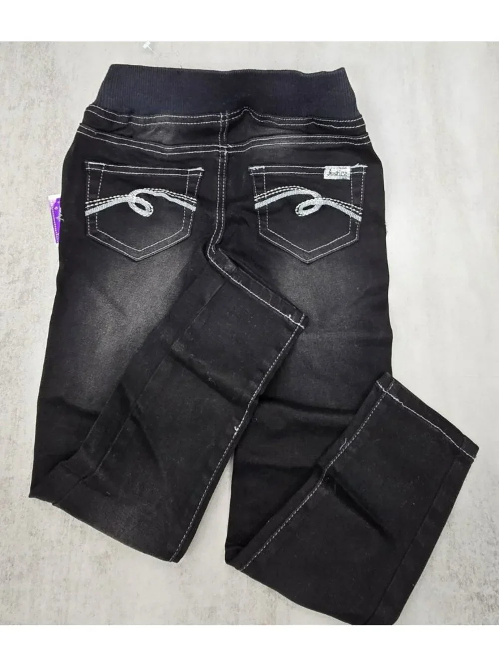 Justice Girls Black Simply Low Jegging Pants Drawstring Waist Size 7R NWT JJ4282