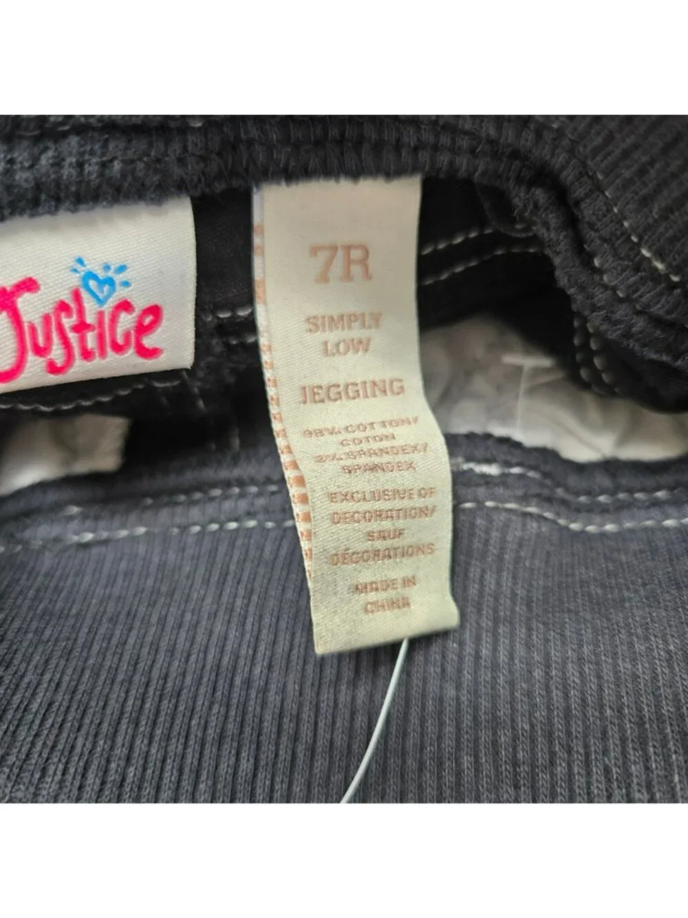 Justice Girls Black Simply Low Jegging Pants Drawstring Waist Size 7R NWT JJ4282