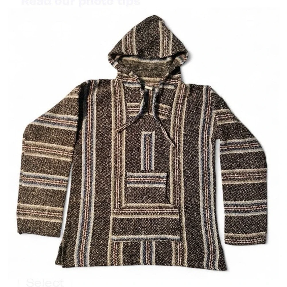 Artesanias‎ Baja Poncho Hoodie Pullover Mexico Unisex Size XL