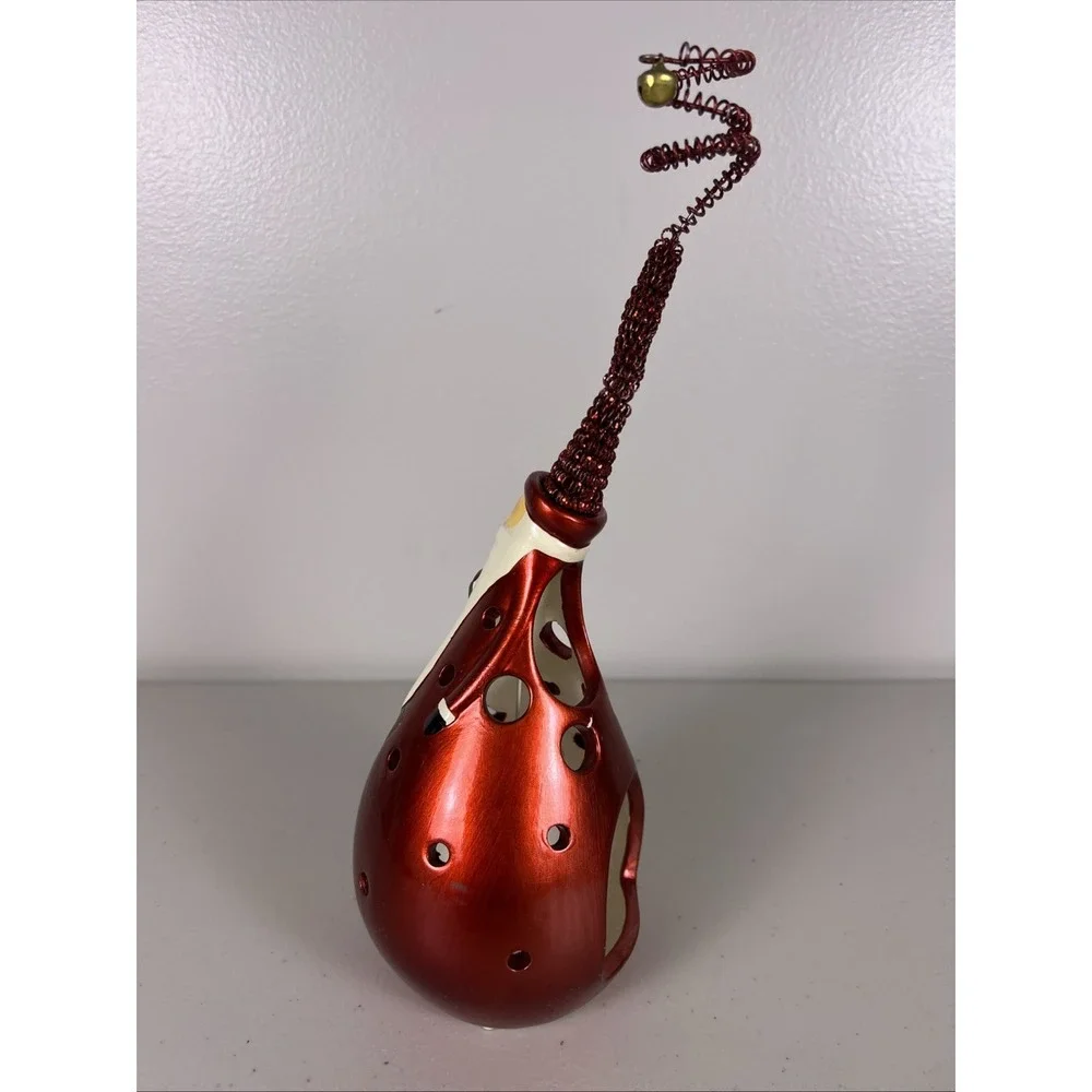 Whimsical Peir 1 cermic pear shaped‎ Santa tea light holder/shelf sitter 9