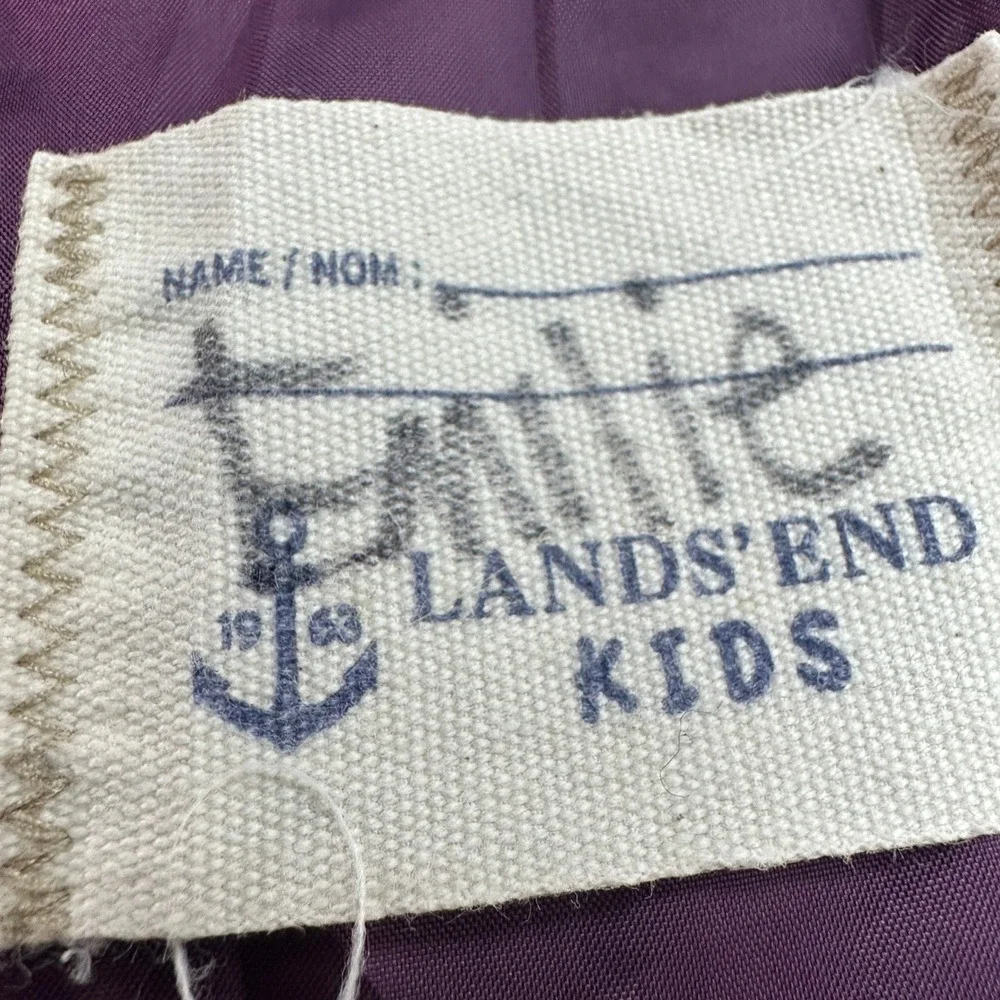 Lands End Kids Girls Purple Down‎ Puffer Vest Size Large 14 Full Zip Sleeveless
