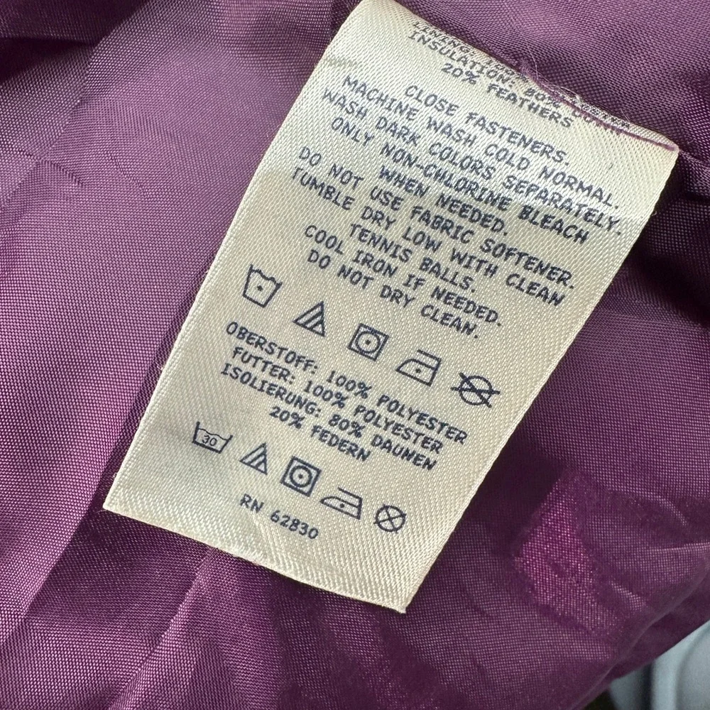 Lands End Kids Girls Purple Down‎ Puffer Vest Size Large 14 Full Zip Sleeveless
